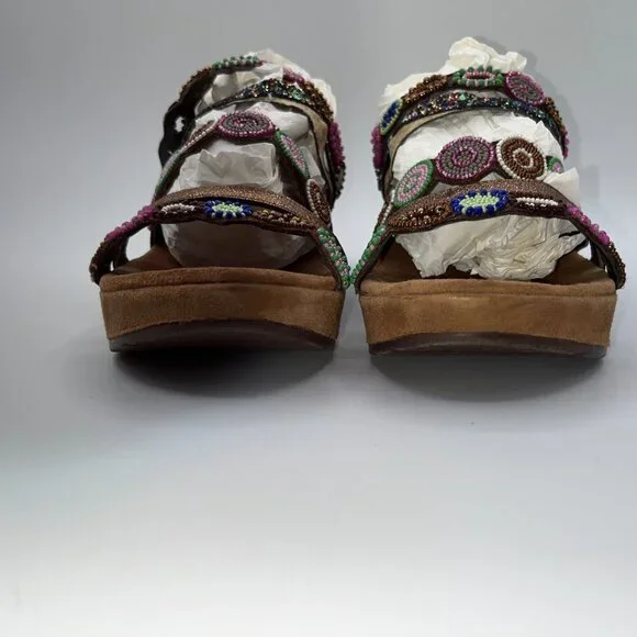 AZURA Claretha-BZM Italian  Purple Multi Beaded Sandals Women’s Size 10 Size 41 - Picture 3 of 15